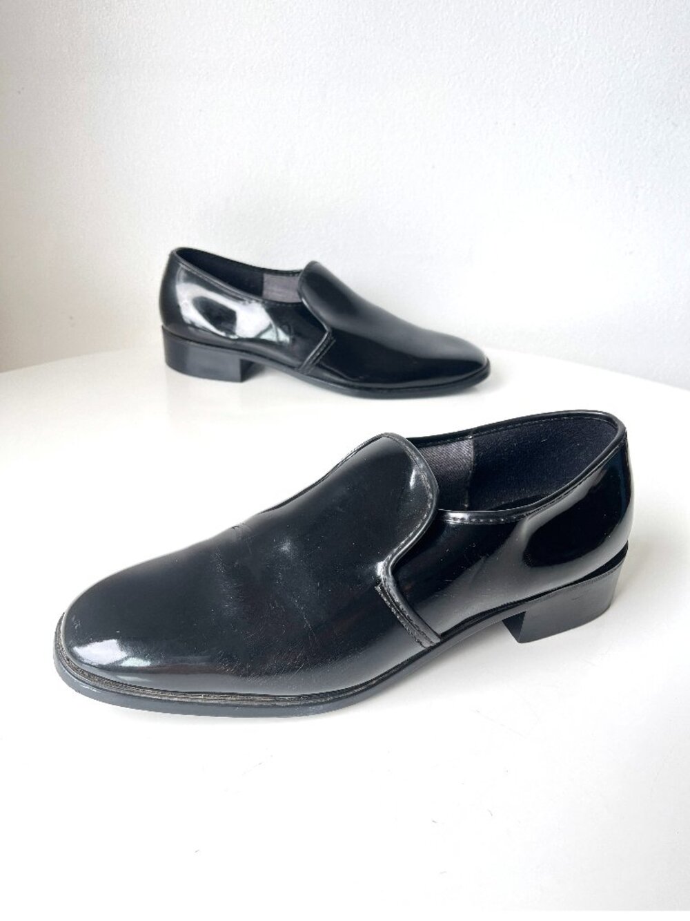 Vintage Men's Black Patent Leather Slip On Tuxedo Dress Shoes Loafers Size 8.5M